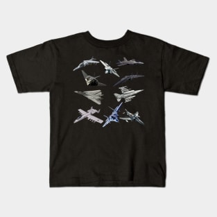 F22 Raptor F18 Hornet F14 Tomcat F15 Eagles US Fighter Jets Kids T-Shirt